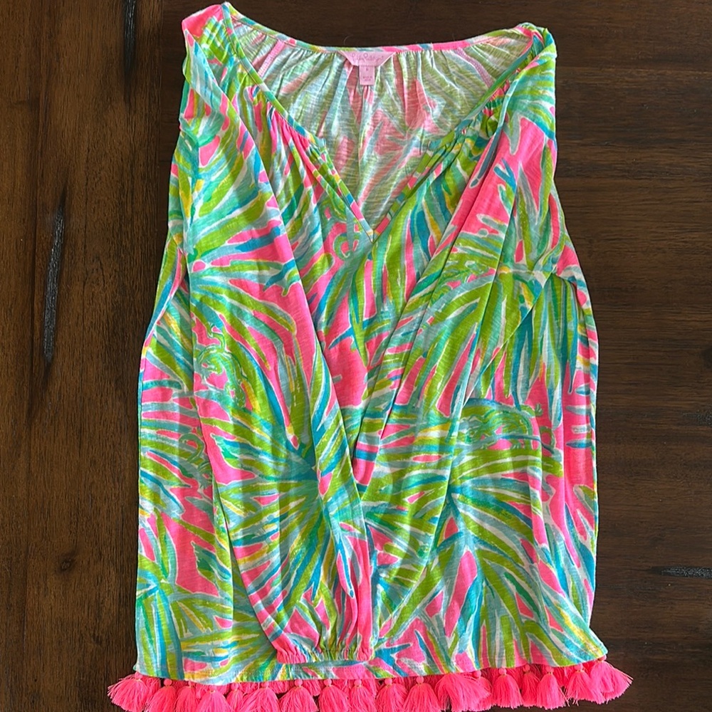 Lilly Pulitzer Lindy tassel trim top S